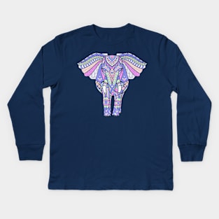 Pretty Tribal Elephant Art Kids Long Sleeve T-Shirt